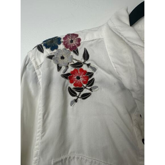 Alp N Rock Y2K white Tencel tunic embroidered sz XL embroidered Lace Up Boho D8 - Picture 2 of 9